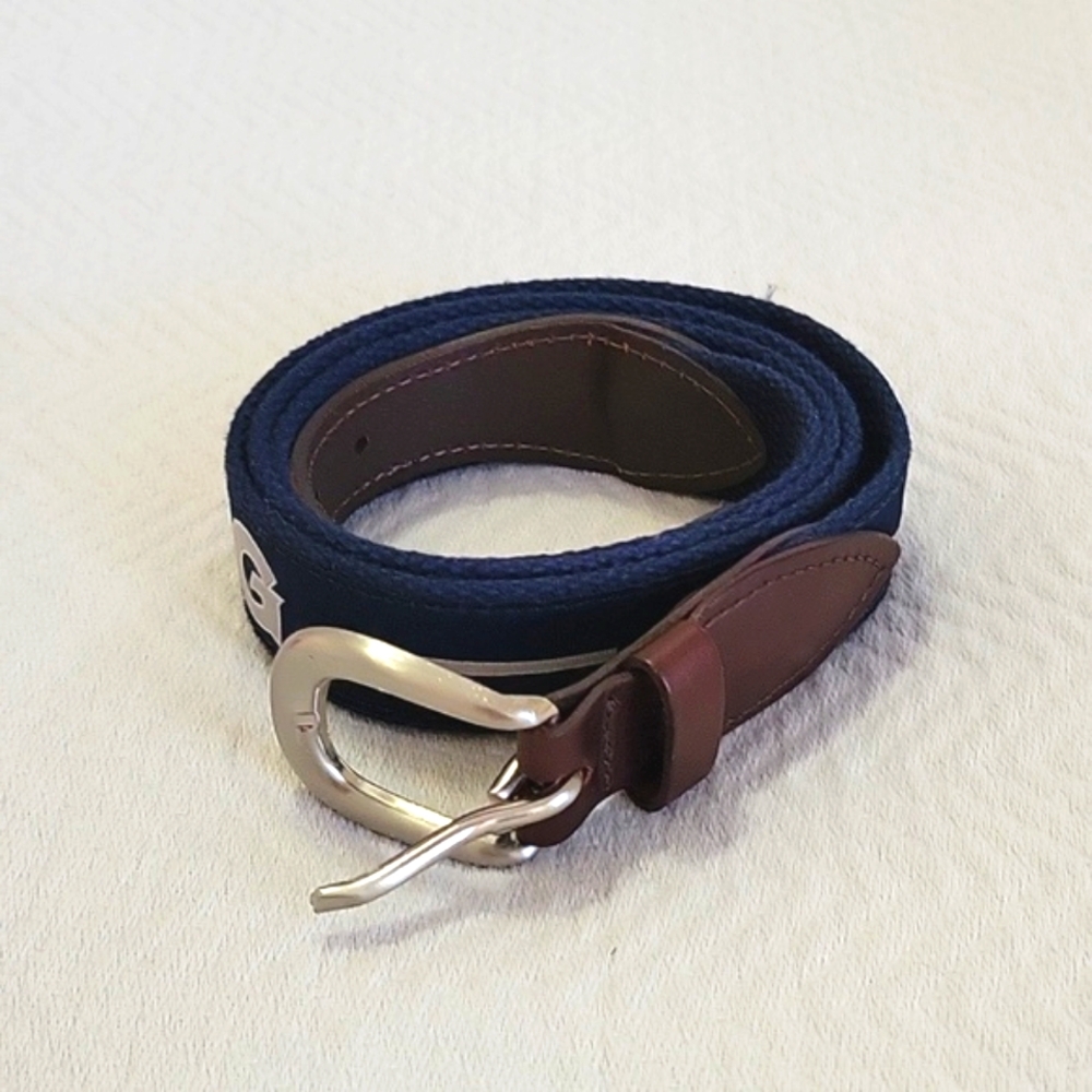 Giants NFL Logo Blue Web Belt with Leather Jardine Collection